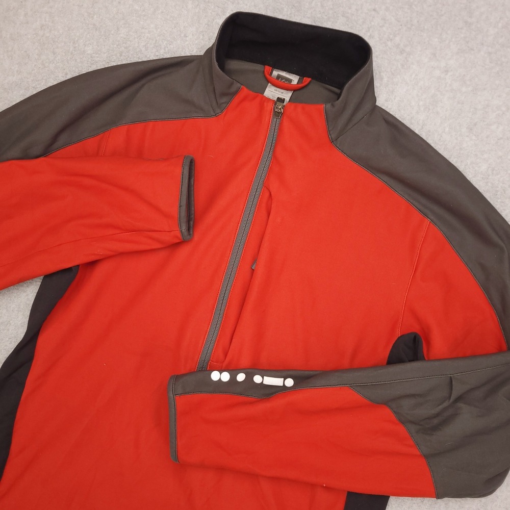 REI Mens Half Zip Pullover Jacket Red Gray Activewear Size M Lightweight Runner